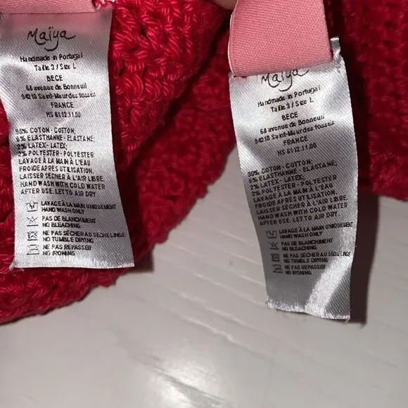 Maiya Paris Lili Top & Bottom Bikini Set Color Cerise Size Large New In Package